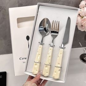 Imple Stainless Steel Cutlery Knife, Fork And Spoon, Cheese Wind, Tableware Set, Suitable For Home Use, Give Gifts