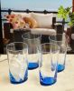 Designer Oval Halo Blue Acrylic Hi Ball Tumbler Set of 4 (15oz), Premium Quality Unbreakable Stemless Acrylic Tumbler for All Purpose
